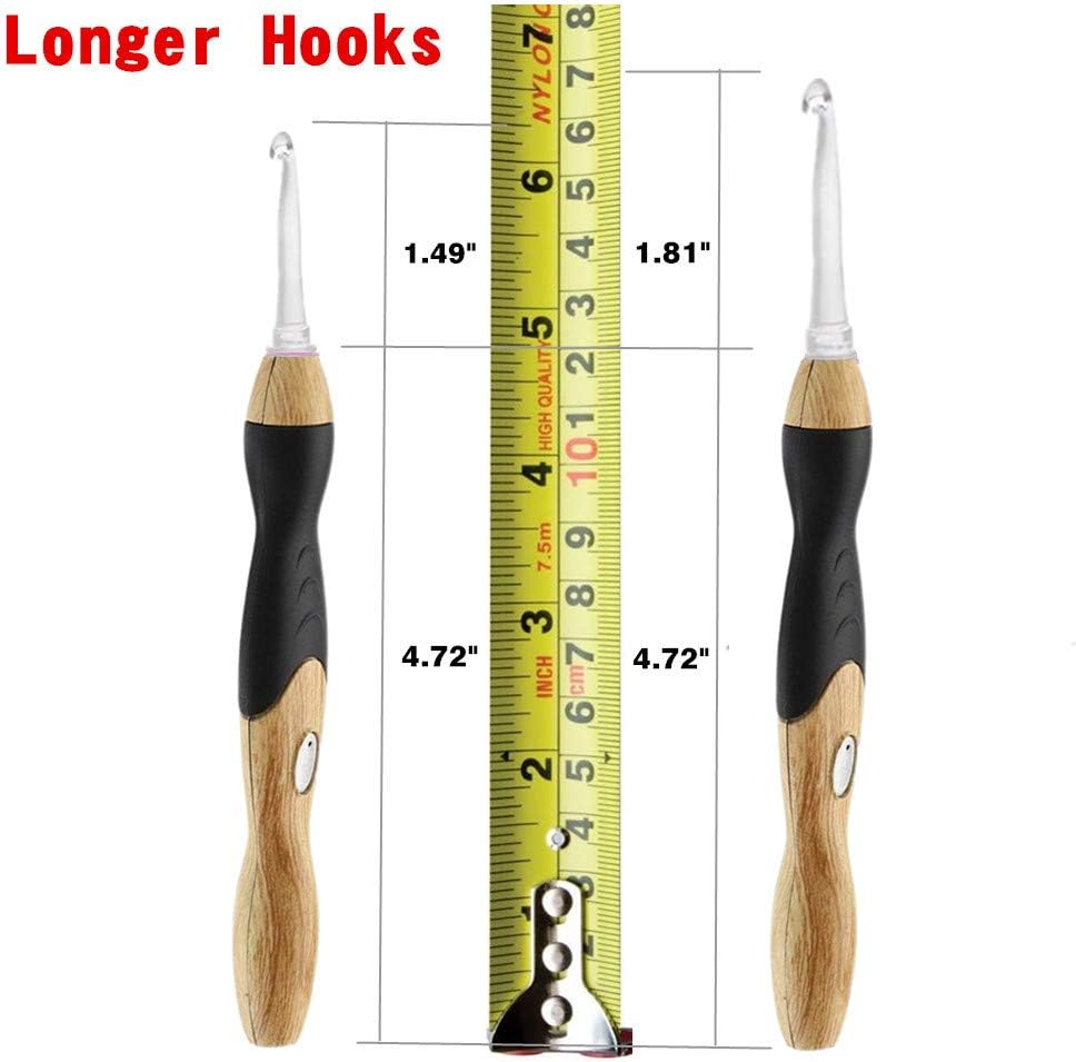 11 Sizes Lighted Crochet Hooks Set - Light up Crochet Hooks with Case,Rechargeable Light Crochet Hook 2.5Mm to 8Mm - Pink image number 4