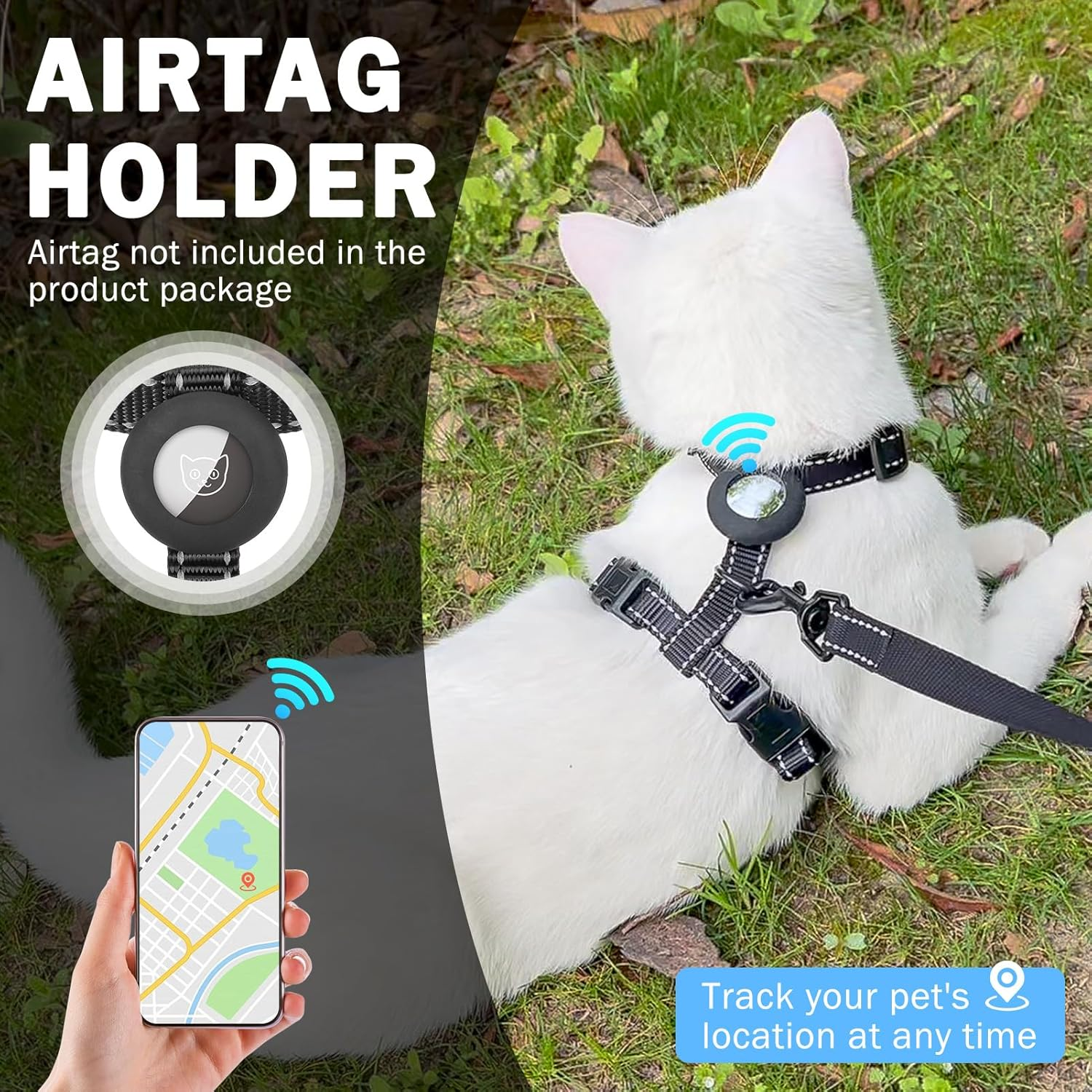 SCENEREAL Cat Harness and Leash Set Escape Proof with Airtag Holder, Reflective Pet Harnesses for Walking, Adjustable Kitty Vest Soft Harness Outdoor Indoor, Cute Travel Boys Girls Small Large Cats - Orange image number 5