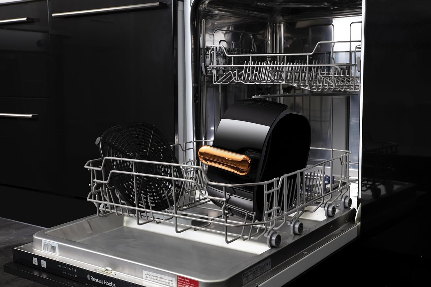 Russell Hobbs Brooklyn Air Fryer, RHAF57, 5.7L, 7 Auto Air Fry Functions, Digital Touch Screen & Display, Removable Crisping Plate, Convenient Carry Handle, Black image number 1