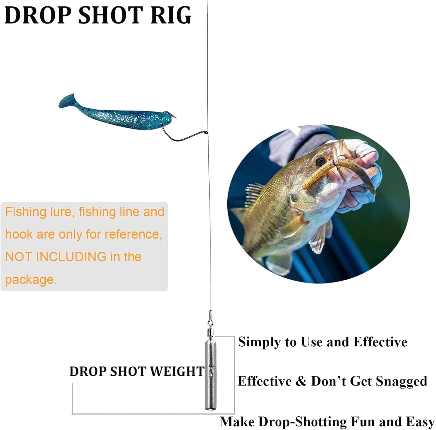 THKFISH Fishing Weights Fishing Sinker Drop Shot Weights Fishing Weights Kit Drop Shot Rig Wacky Hooks Offset Hooks Fishing Tackle 28Pcs 103Pcs image number 3