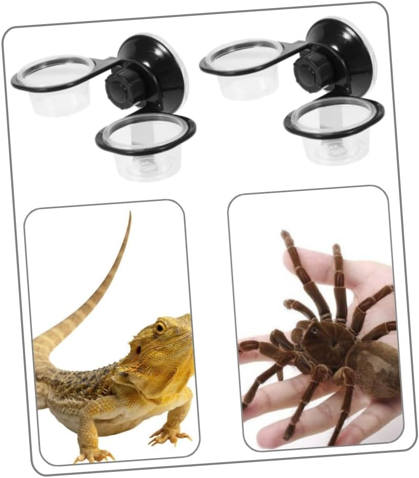 GYWHOOFT 2 Pcs Pet Birdbath Animal Sucker Reptile Bowl Reptile Food Bowl Suspending Reptile Dish Suckers Sucker Water Dish Hanging Reptile Dish Lizard Supplies (Black) image number 3