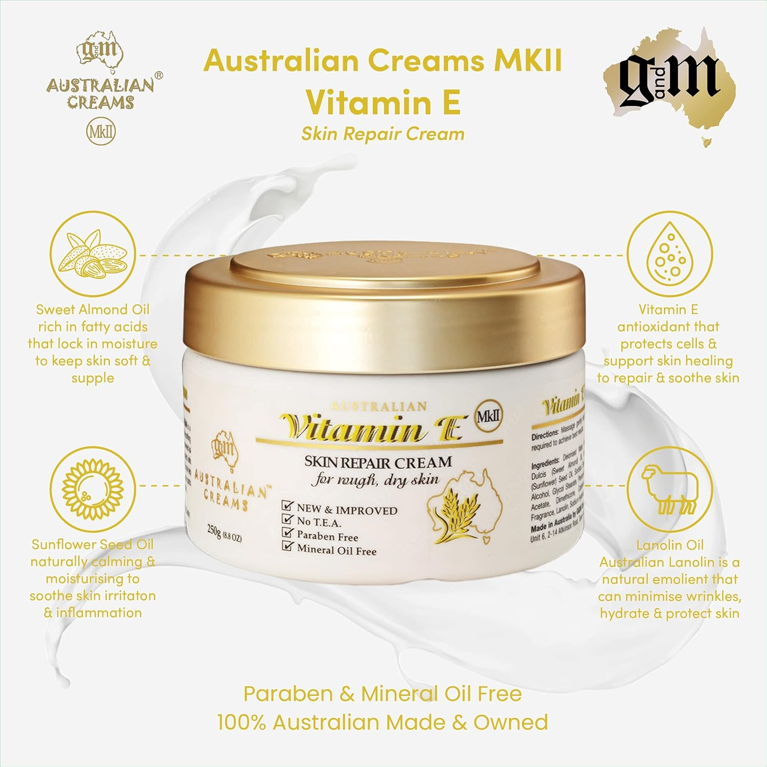 Australian Creams MKII Vitamin E Skin Repair Cream 250 G image number 3