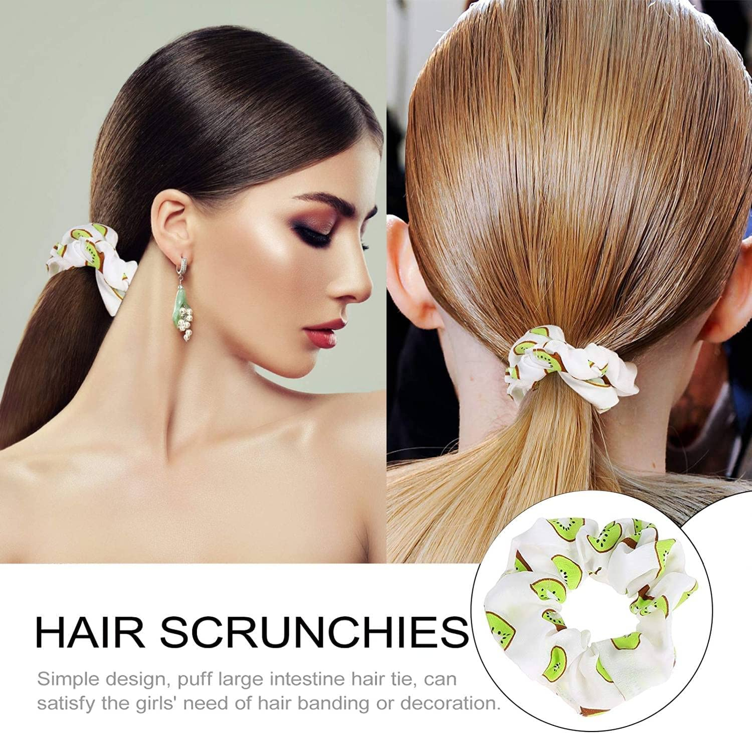 13Pcs Summer Hair Scrunchies Set - Colorful Elastic Ponytail Holders with Fruit Designs, Cute Hair Ties for Women, Kids, Toddlers, and Girls Hair Accessories image number 2