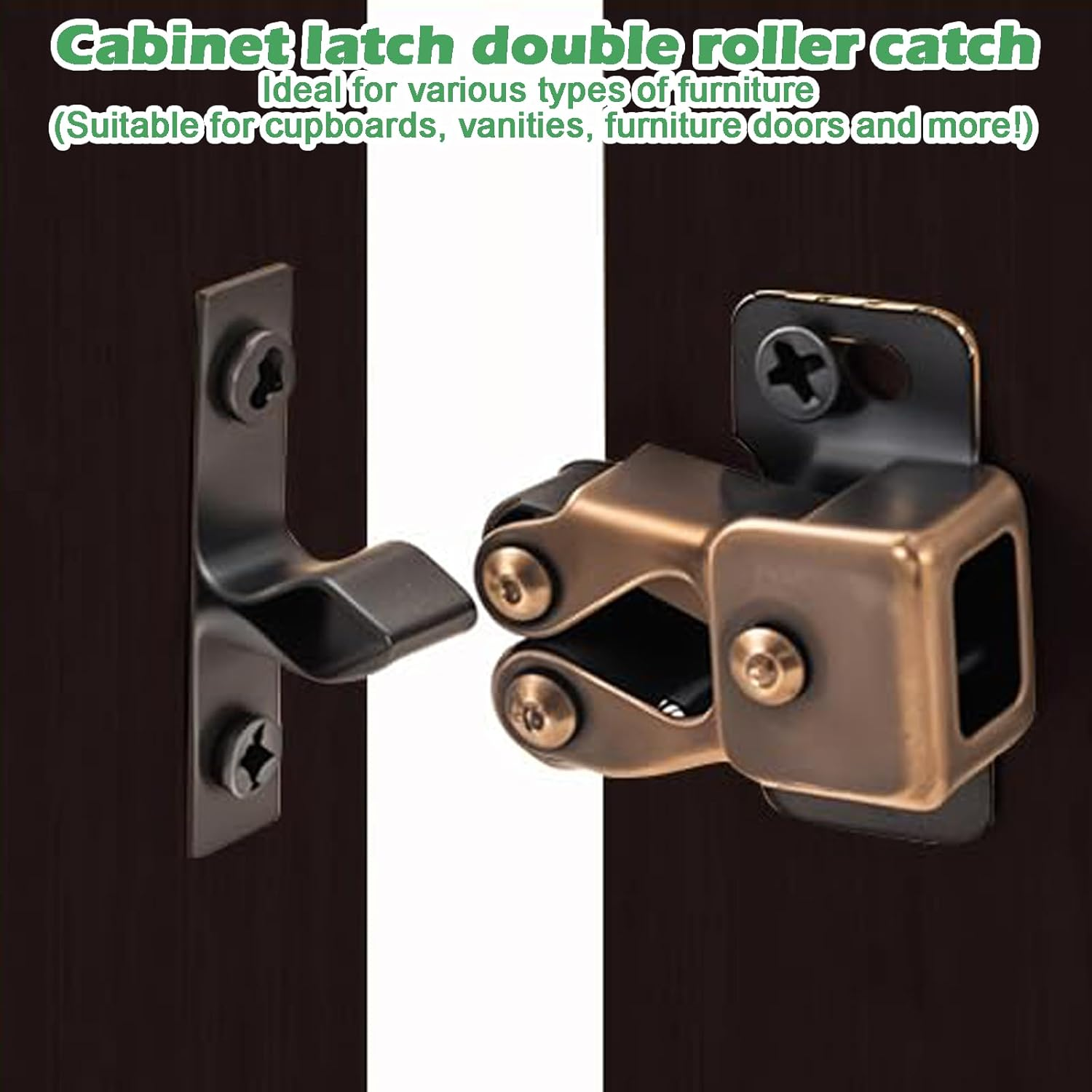 Treayes Cabinet Latch - 10PCS Double Roller Catch Hardware with a Box for Cupboard, Closet, Kitchen Cabinet Door Latches and Catches image number 5