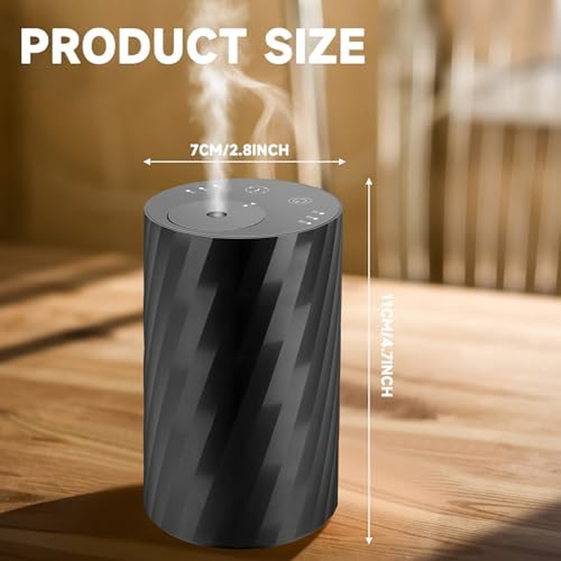 Cordless Essential Oil Diffuser for Home Bedroom Small Mist Waterless Oil Diffuser 20Ml Capacity Battery Operated 3 Timers & Mist Levels (Diagonal Stripe) image number 3