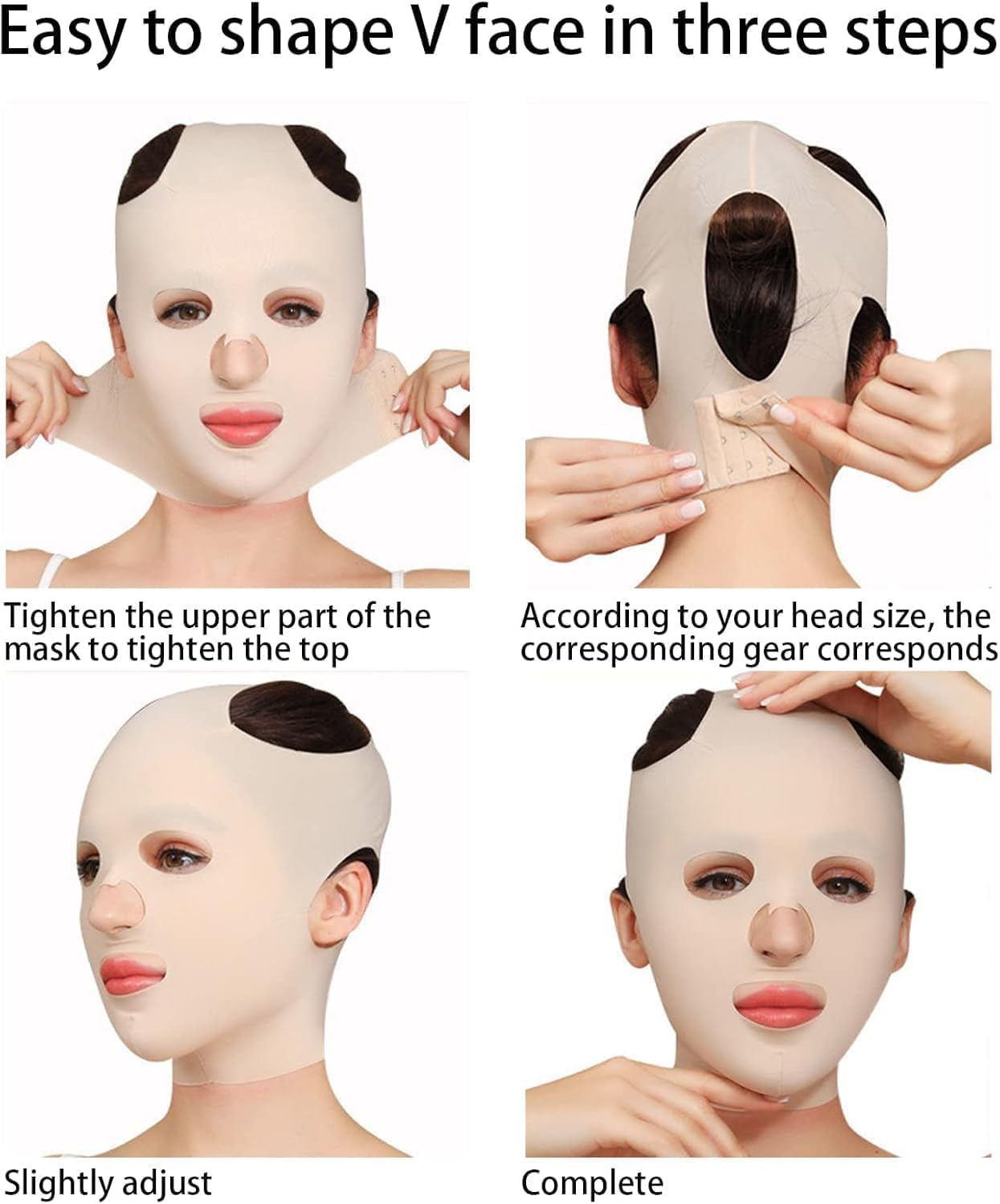 Facial Slimming Strap，Facial Slimming Mask Chin Strap Three Dimensional V Shaped Face Slimming Belt Eliminates Sagging Skin and Improves Contour (Colour of Skin, One Size) image number 4