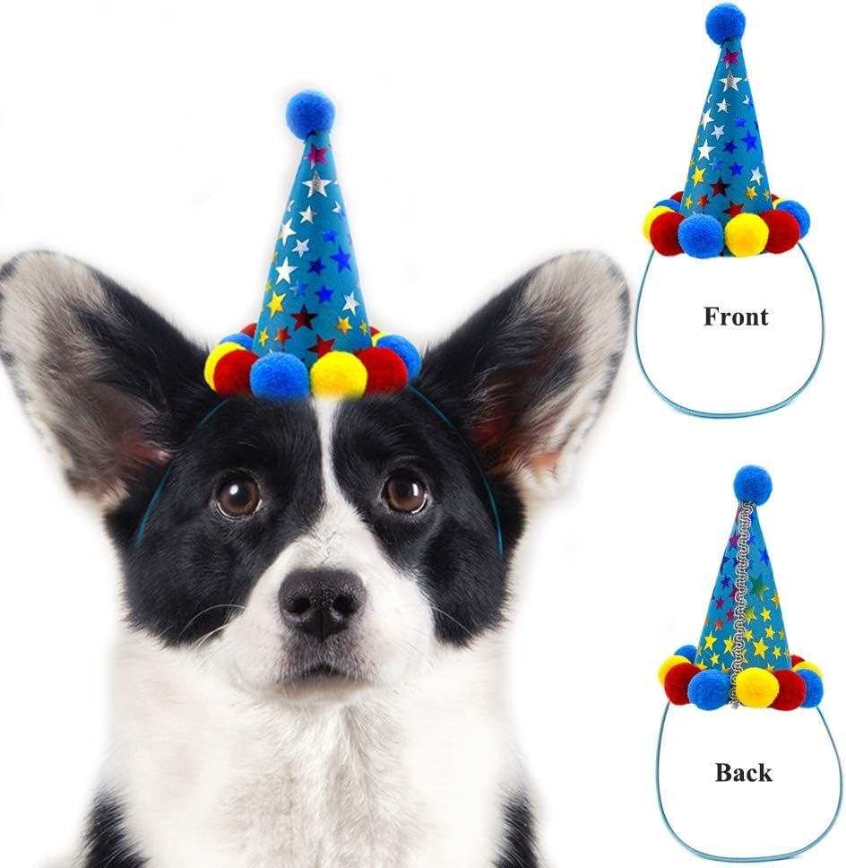 Dog Birthday Party Supplies,Dog Birthday Bandana Hat Set Pet Happy Birthday Party Supplies Triangle Bibs with Cute Bone Dog Birthday Scarf Accessories and Decoration for Extra Large Dogs Pets image number 6