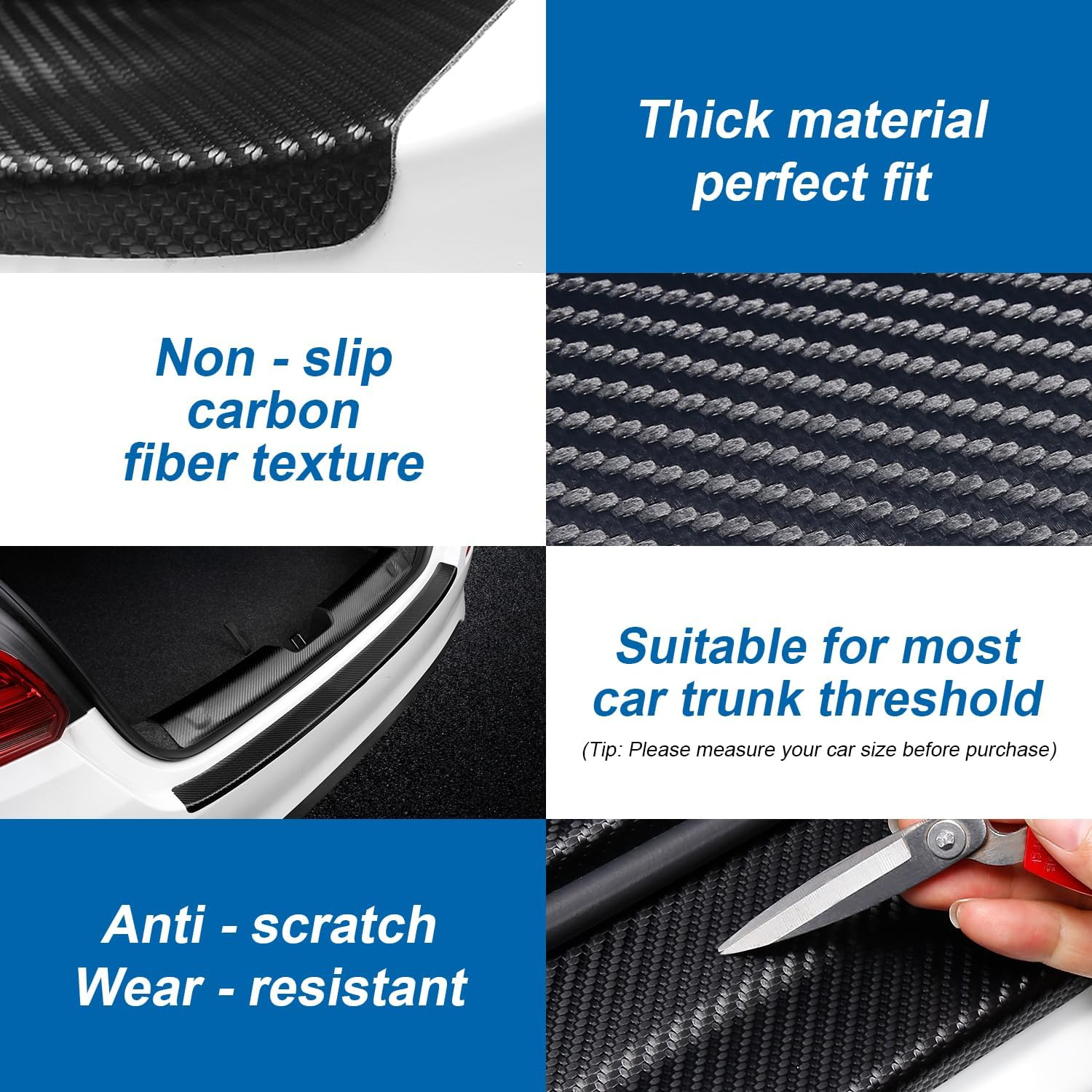Scratch-Proof Rear Bumper Protector for SUV & Cars &ndash; Eco-Friendly, Lightweight & Durable Matte Black Carbon Fiber Style, 35.42" X 3.14" Full-Coverage, Edge-Lock Adhesive (35.42 * 3.14 In) image number 5