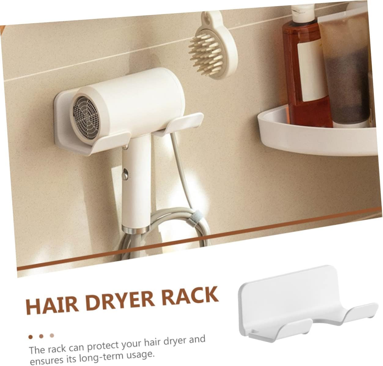 Garneck Wall-Mounted Hair Dryer Holder Design Space-Saving Bathroom Organizer Suitable for Home Barber Shops Easy Install White Finish image number 5