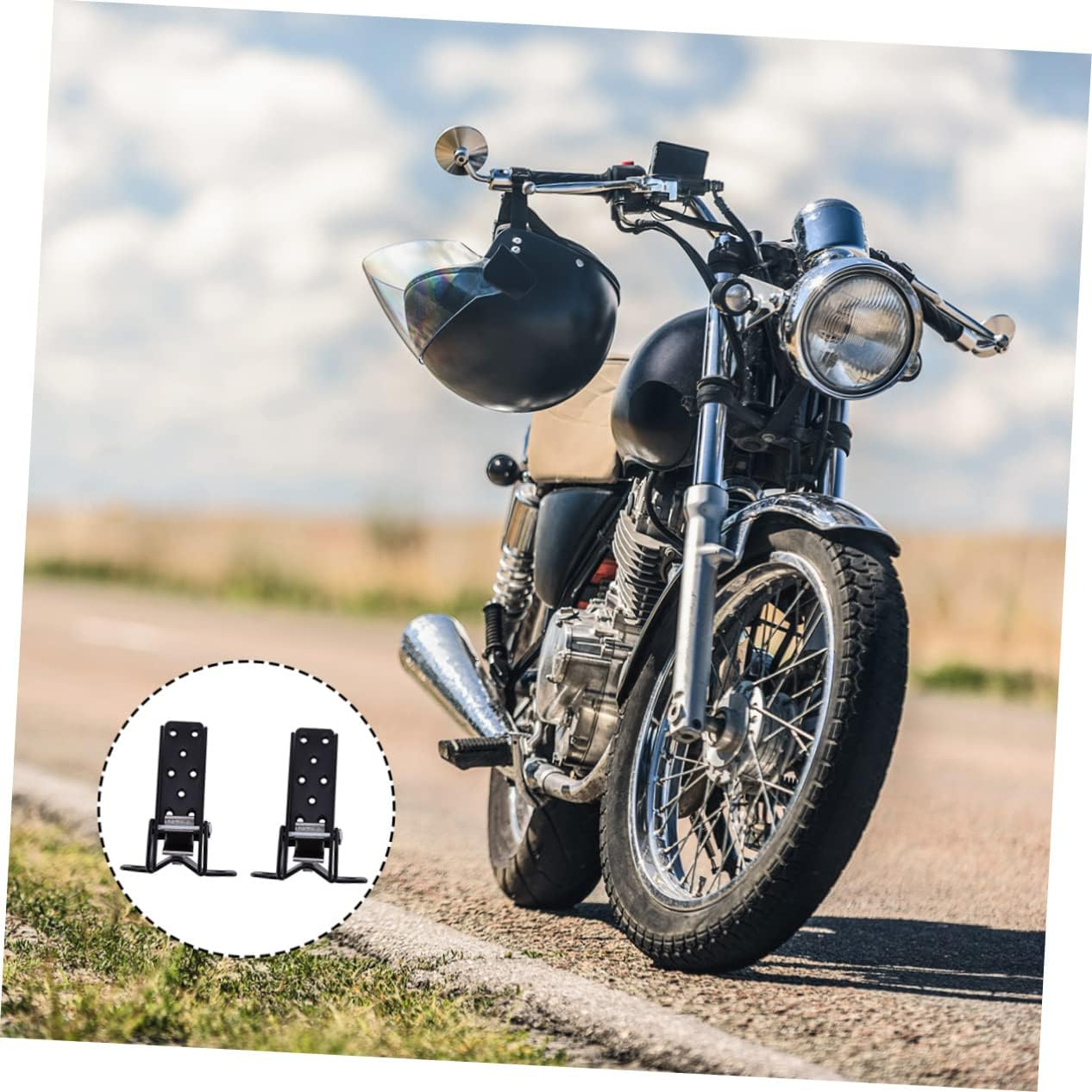 SUPVOX Motorcycle Foldable Foot Pegs Clamp-On Footrest Adjustable Width 25-30Mm Black Pair Fits 24-38Mm Diameter Frame Motorbike Accessories image number 3