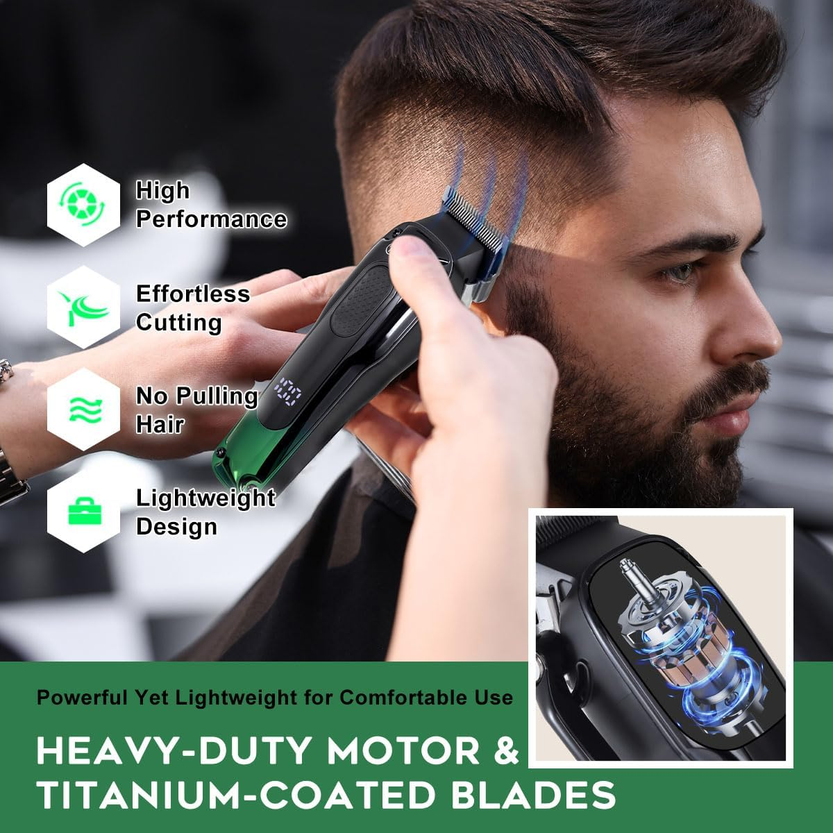 Hatteker Professional Hair Clippers for Men, Beard Trimmer, Trimmer Set, Waterproof T-Blade, Cordless, Rechargeable, Grooming Kit image number 5