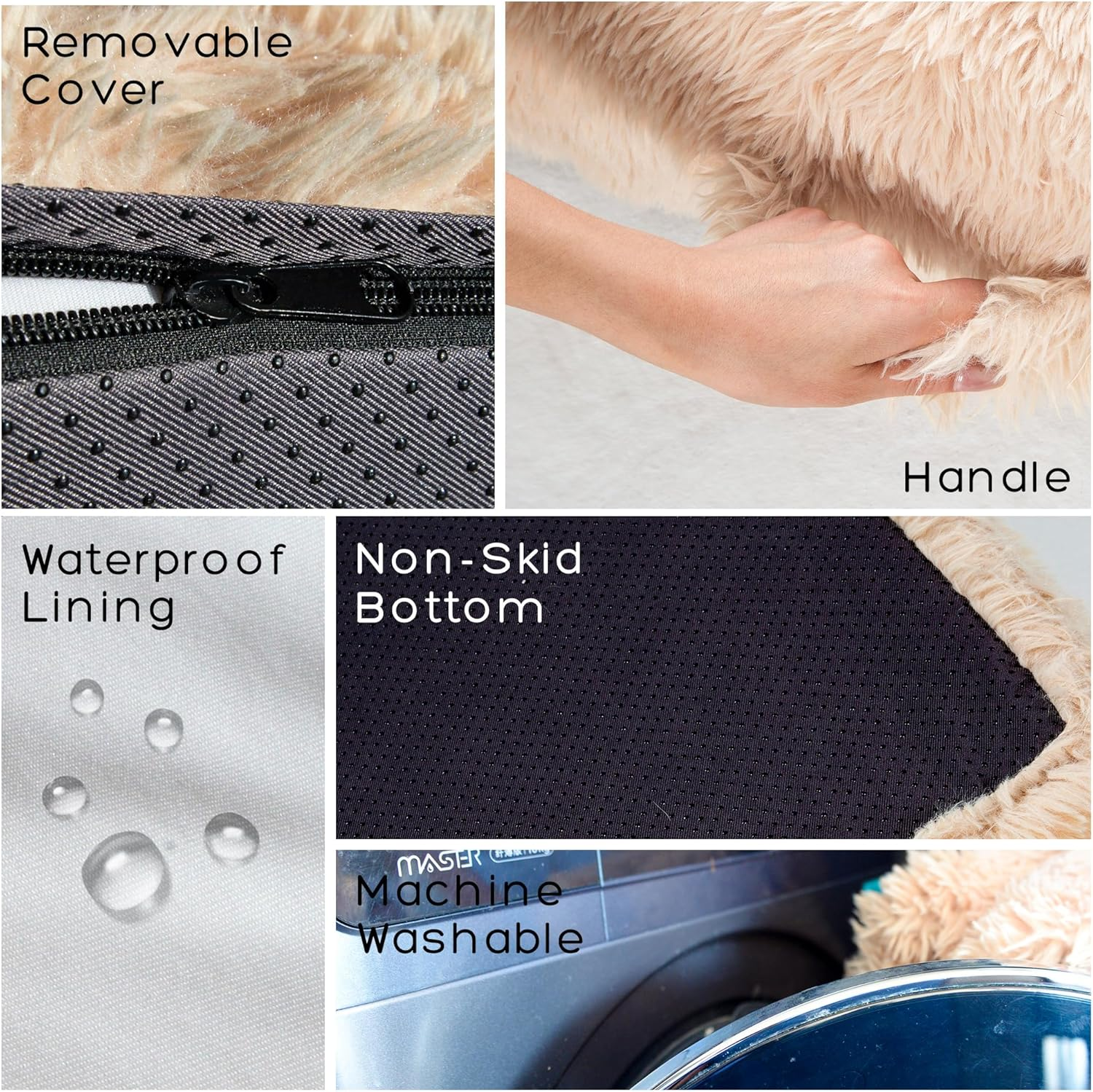 Petfun Jumbo Orthopedic Dog Bed for Large Dogs - 7-Inch Thick Memory Foam Dog Bed with Pillow Removable Cover Machine Washable (Off-White | Textured Plush), 50''L X 34''W X 10''Th I Extra Large - Dark Grey image number 2