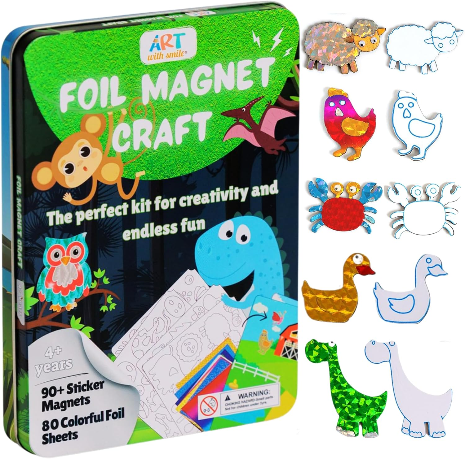 Foil Fun Art Kit for Kids - Reusable Animal Foil Art for Girls & Boys, DIY Mess-Free Girls Craft Kit W/Magnets, Ideal Travel Toy & in Car Activities for Kids Ages 4 5 6 7 8 9 10 11 12 image number 6