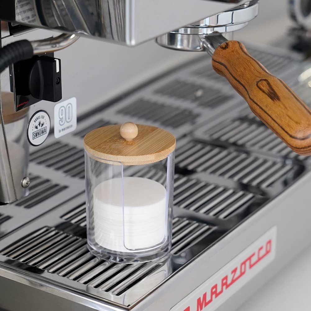 Watchget Espresso Paper Filter Holder with Lid Acrylic Coffee Filter Dispenser Compatible with 51Mm/54Mm/58Mm round Paper Filters image number 5