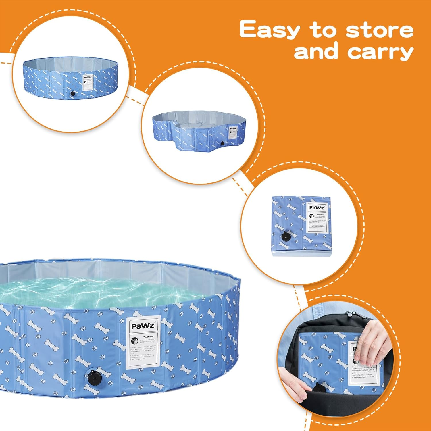 Portable Pet Swimming Pool Kids Dog Cat Washing Bathtub Outdoor Bathing Blue L image number 6