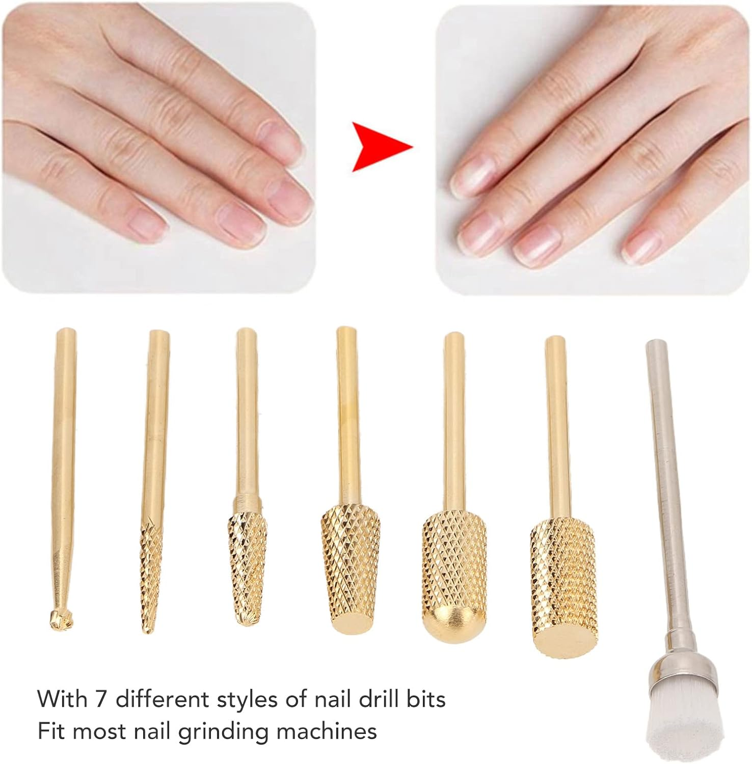 QANYEGN Sanding Disc Nail Drill Bits, Stainless Steel Rotatable Nail Drill Bits, Cuticle Remover Bits Kit for Acrylic Gel Nails Cuticle Manicure image number 2