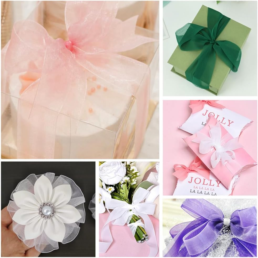 Purple Ribbon for Gift Wrapping - 1 Inch 50 Yards Light Purple Sheer Tulle for Crafts, Flower Bouquet, Holiday, Candy, Presents and Hair - Thin Gift Ribbon image number 4