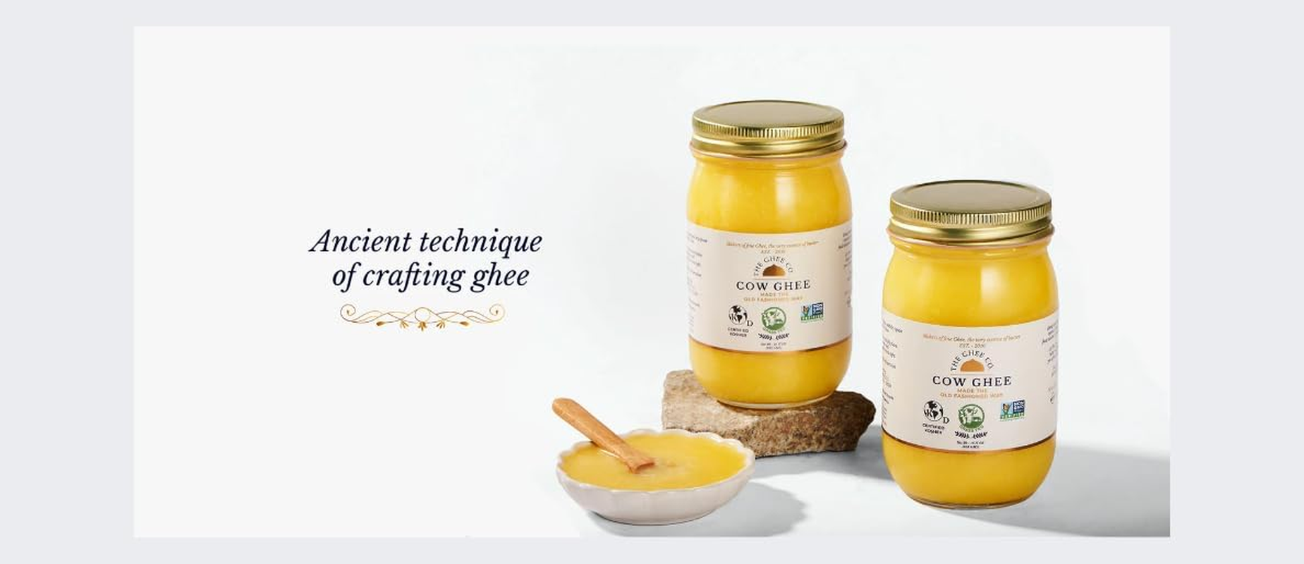 The Ghee Co., Grass Fed Ghee, 16 Fl Oz, Made with Grade AA Butter, Lactose and Casein Free, Paleo and Keto Friendly, Glass Jar image number 2