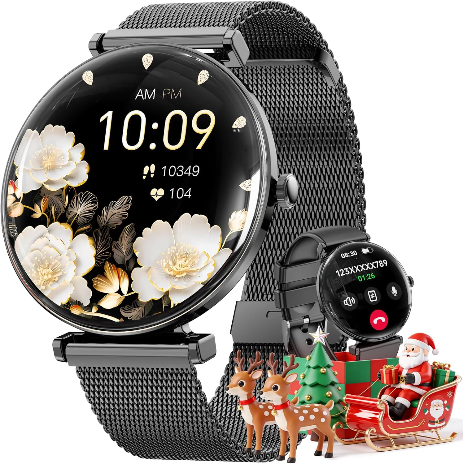 Smart Watch for Men Women with Call Answer/Dial/2 Bands,1.43" Micro-Spherical AMOLED Screen Smart Watch,Activity Tracker with Voice Assistant,Ip68 Waterproof Smartwatch for Android Ios