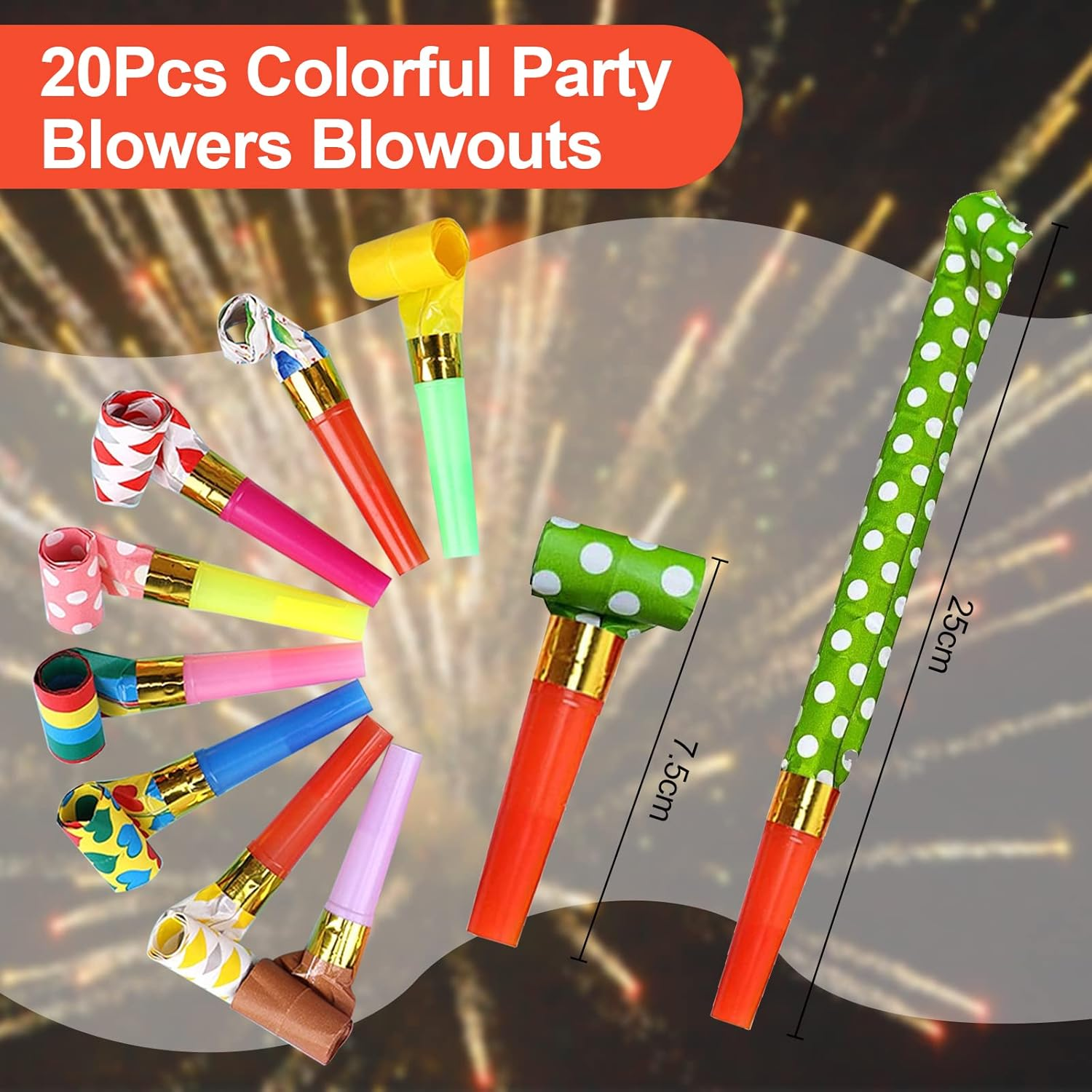 20 PCS Colourful Party Blowers Whistles, Colourful Loot Filler Noise Toy, Blowers Noisemakers, Party Noise Generator, Party Supplies for Birthday Party, Anniversary, Graduation, Wedding, Christmas image number 4