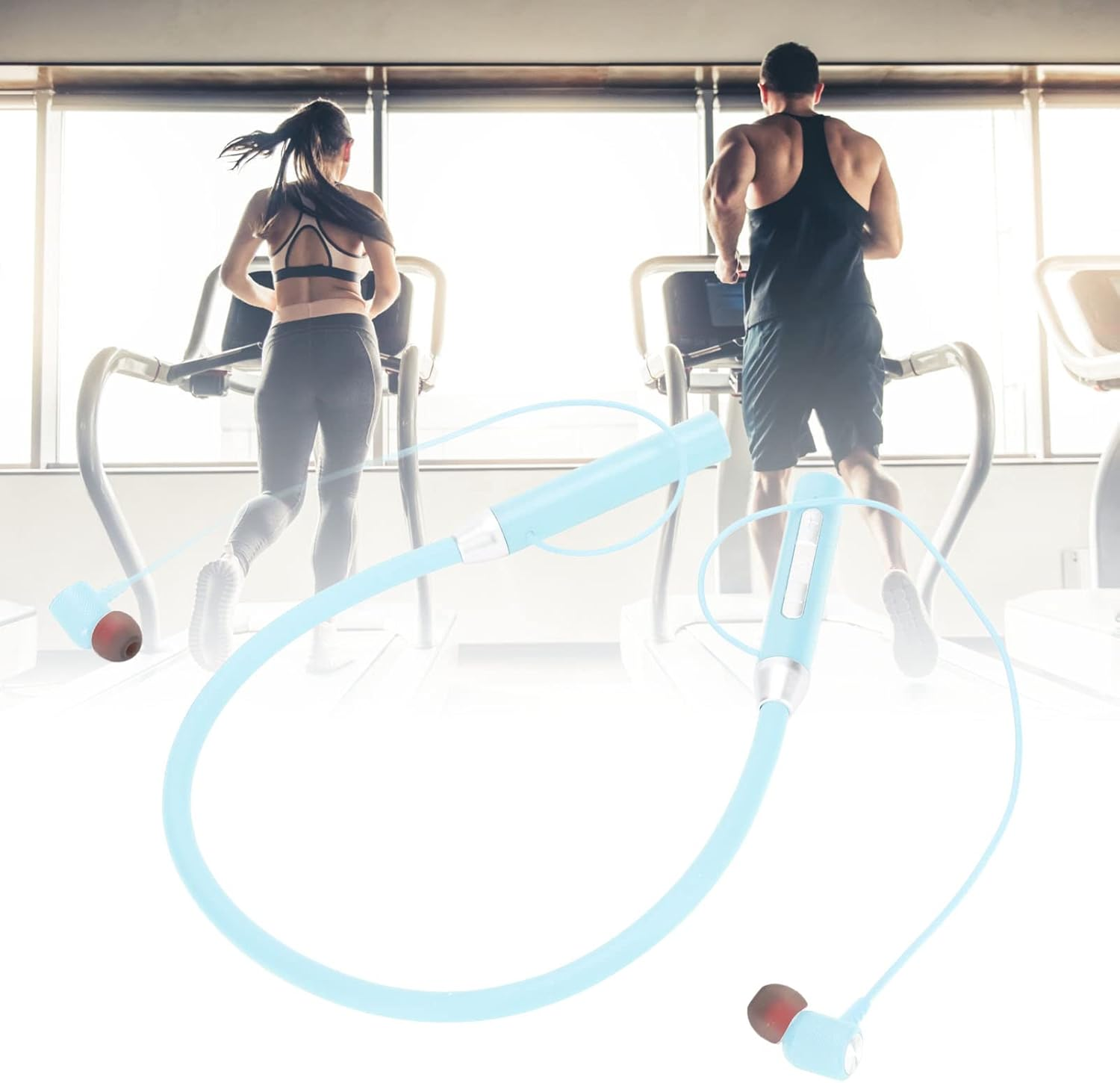 Wireless Neckband Earbuds Bluetooth 5.2 IPX5 Waterproof Magnetic with Enhanced Bass Stereo Sports Headphones for Workout (Blue) image number 2