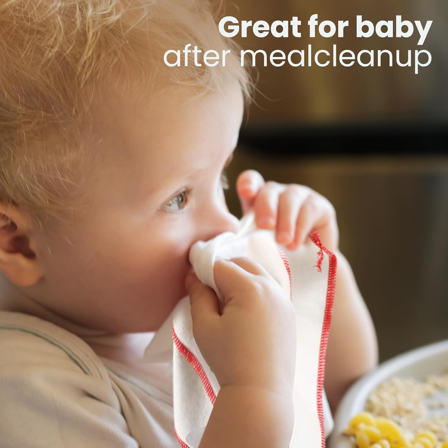 Mixweer 96 Pcs Flannel Cloth Diapers - Reusable, Washable, Natural Unbleached Baby Face Wipes - Soft & Sturdy - 8 Colors, Outer Stitching - 8 X 8 Inches image number 6