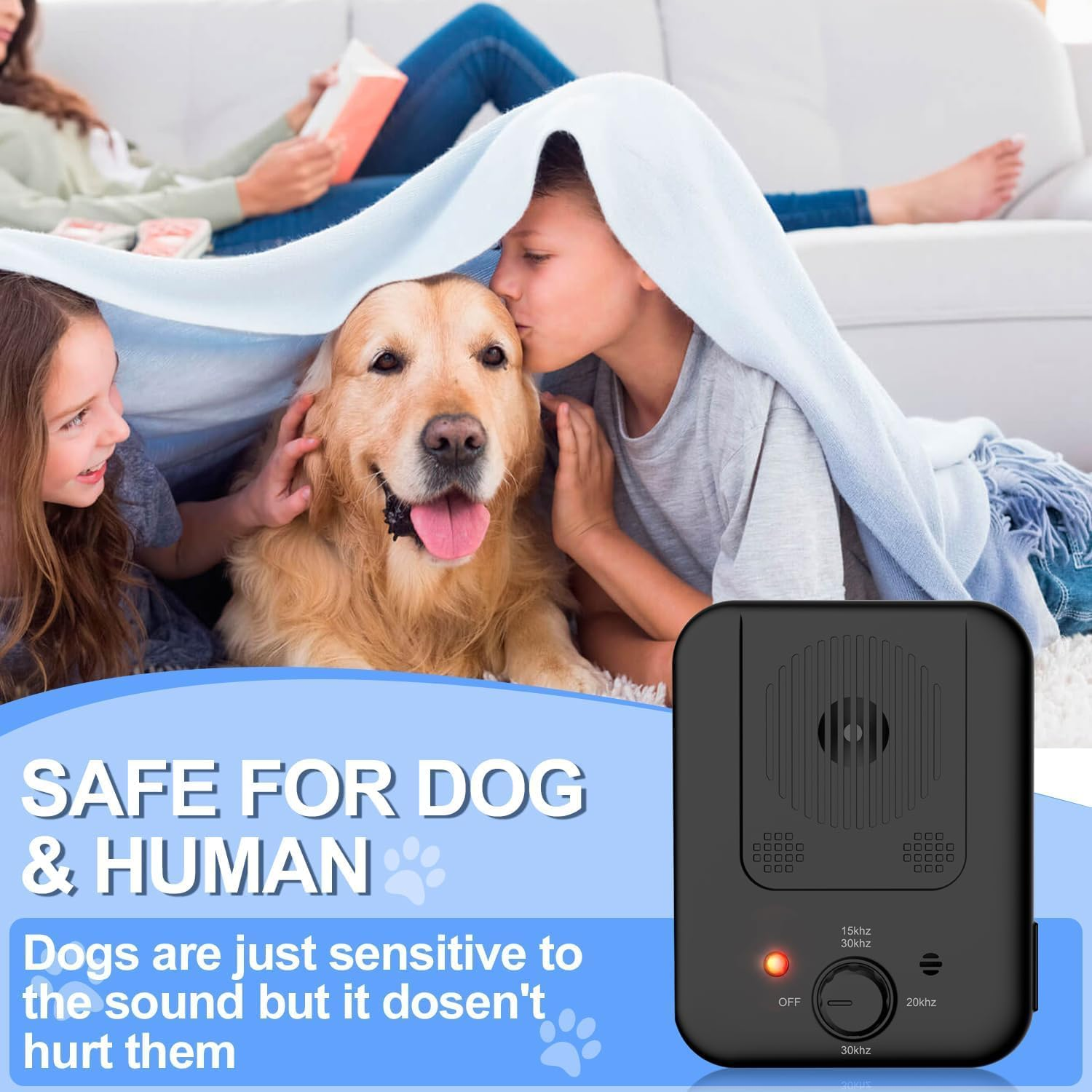 Anti Bark Device for Dogs, Ultrasonic Dog Bark Control Deterrent Devices with 3 Adjustable Levels, Stop Neighbors Dog Barking Silencer, Barks No More Dog Training Device Indoor & Outdoor image number 2