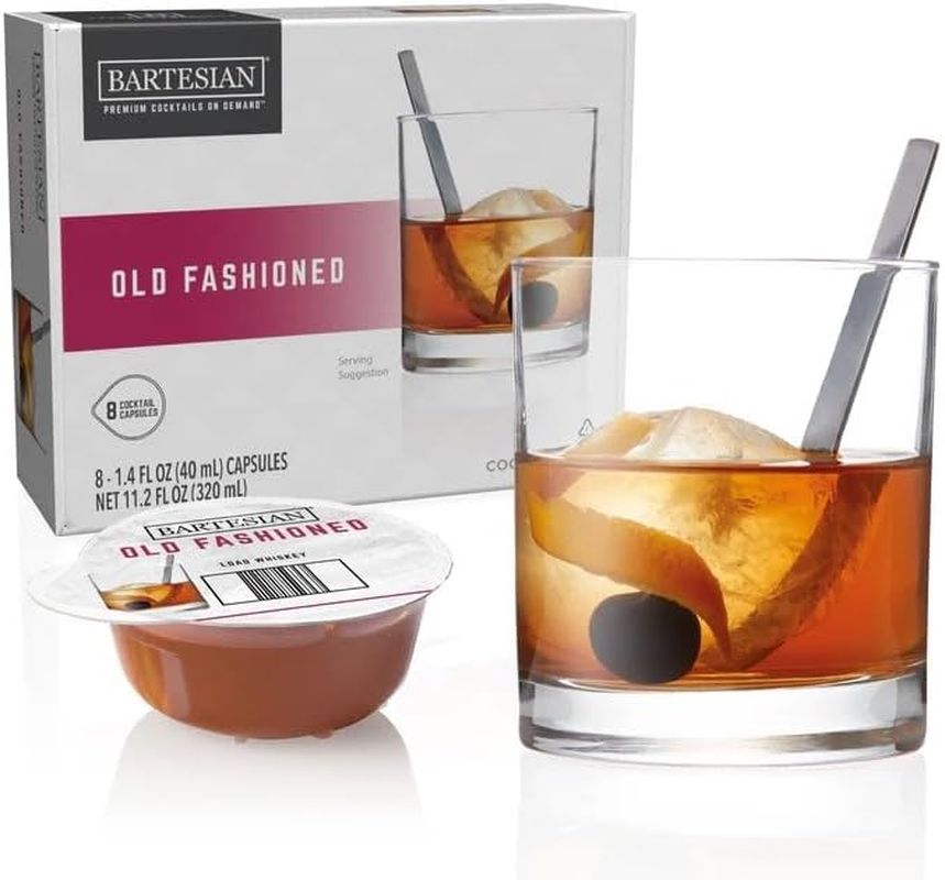 Bartesian Old Fashioned Cocktail Mixer Capsules for Cocktail Machine &ndash; Home Bar Mixology Cocktails Mix Pod Capsule Set to Use with the Bartesian Cocktail Drink Maker Machine &ndash; Pack of 8 image number 1