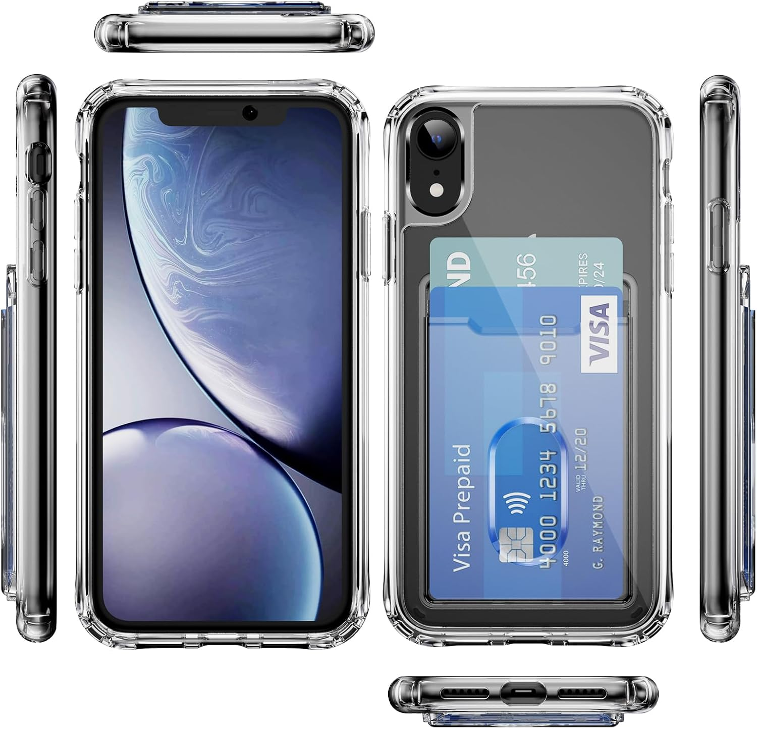 For Iphone XR Case with Card Holder Wallet Case[Store 2 Cards][Anti-Yellow][Military Grade Protective][Anti-Drop] Shock Absorption Phone Case for Iphone XR, Crystal Clear image number 4