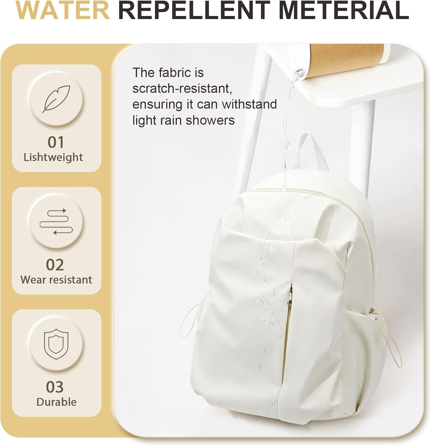 WEPOET Backpack for Women Men Lightweight Small Travel Backpack Simple Work Backpack with Laptop Teacher College Backpack - C2-Beige image number 6