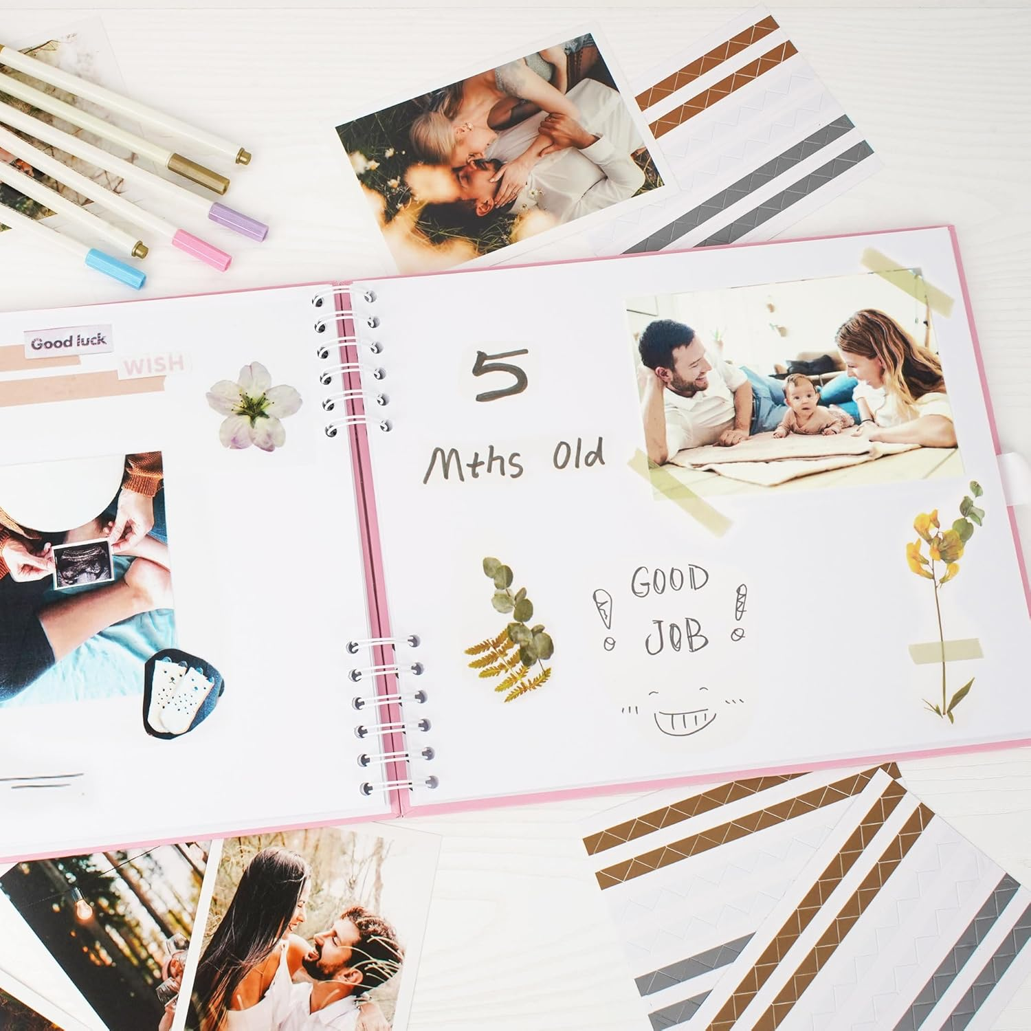 Scrapbook Photo Album 40 White Pages Scrap Book Memory Book 8.5 X 11.5 Inch Guest Book Scrapbook Album Accessories with Corner Stickers for Baby Shower, Wedding, Travelling White image number 4