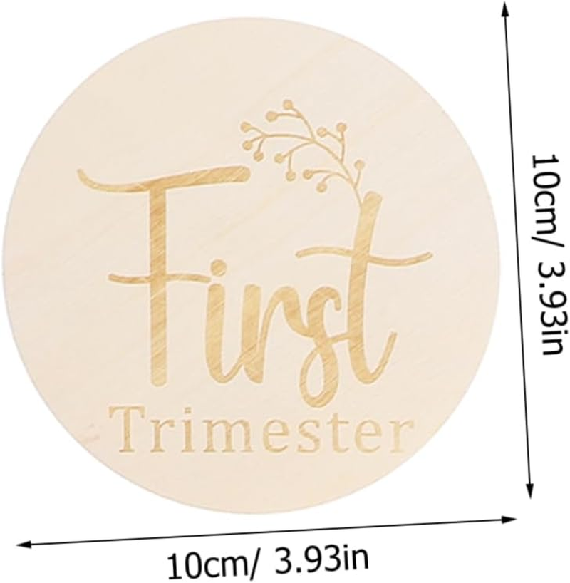 INOOMP Double-Sided Wooden Weekly Pregnancy Milestone Discs for Newborn Photo Prop, Pregnancy Journey Markers 11Pcs round Wood Cards for Weekly Growth Tracking image number 2