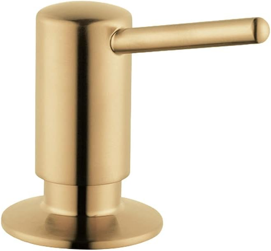 Hansgrohe Bath and Kitchen Sink Soap Dispenser, Contemporary Modern in Brushed Gold Optic, 04539250