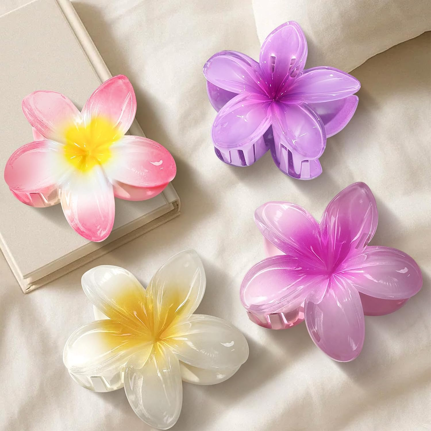 Flower Hair Clips, 4 Pieces, Hawaiian Flower Hair Clips, Fioris for Summer Hair for Girls, Fashion Non-Slip Hair Clips for Women Girls image number 2