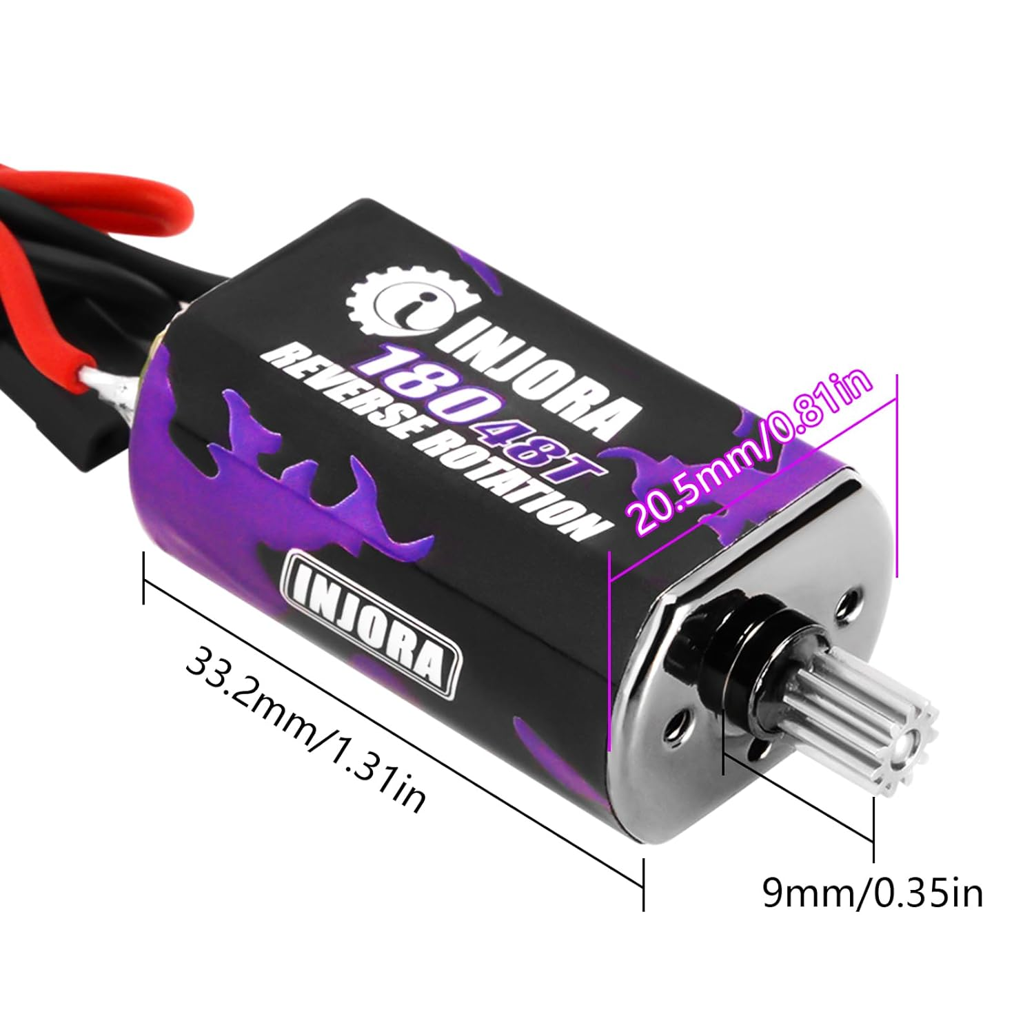 INJORA 180 PRO Brushed 48T Motor with Stainless Steel Pinion for TRX4M 1/18 RC Crawler Car Upgrade