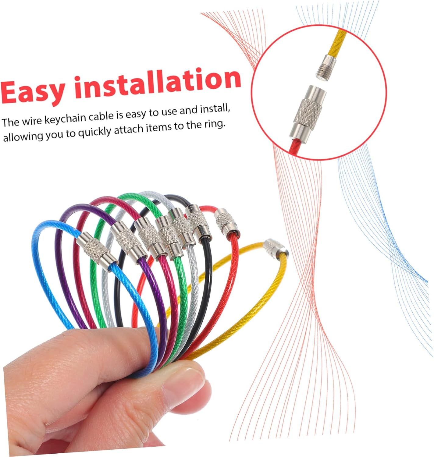 MOKKHNB 16 Pcs Stainless Steel Wire Key Rings Heavy Duty Cable Keychain Set for Luggage Tags Key Holders Bag Tags Keepers image number 3