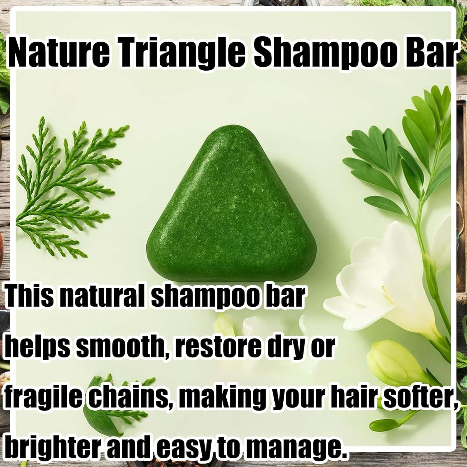 Nature Triangle Shampoo Bar, Usman Grass Shampoo Bar, Nature Seven Green Soap Shampoos, Calming & Strengthens Hair for Women and Mens, Natural Herbal Hair Care 4.23 Oz (3PCS) image number 1