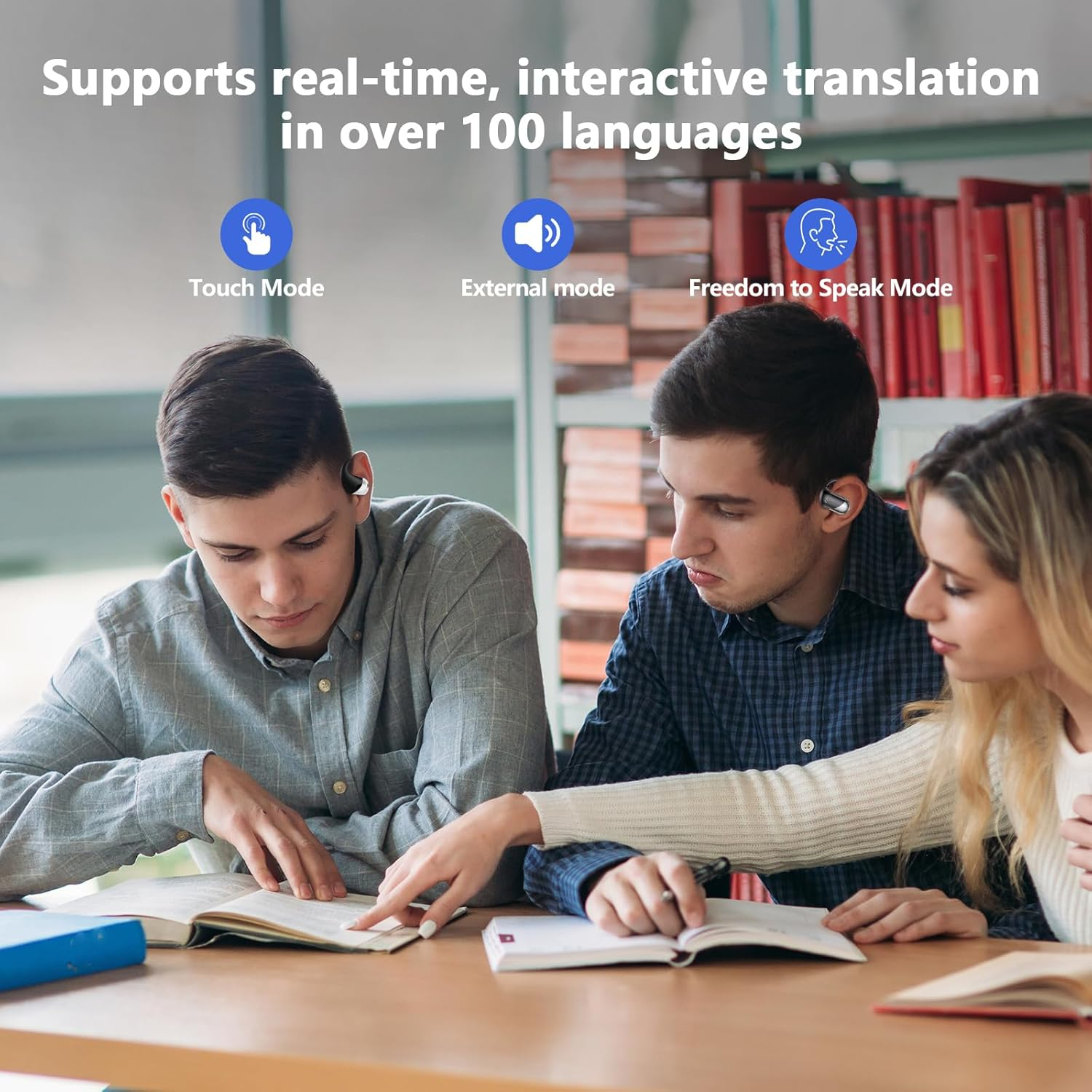 AI Translation Earbuds Real Time, 3-In-1 Translator Earbuds 144 Languages & Accents, Audifonos Traductores Ingl&eacute;s Espa&ntilde;ol,Open Ear Wireless Headphones with Charging Case Fit Ios & Android image number 4