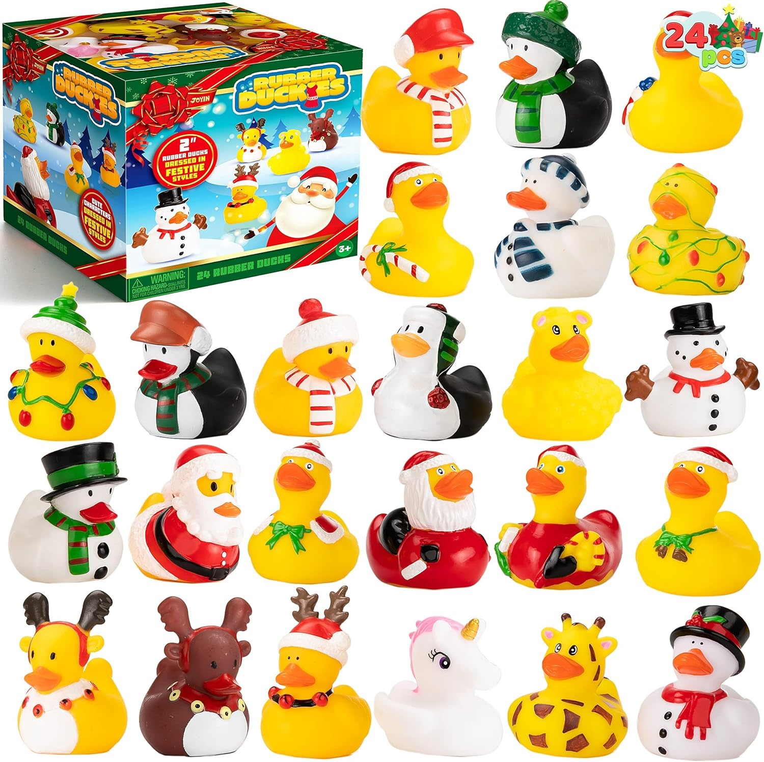JOYIN 24 PCS Christmas Ducks for Christmas Stocking Stuffers, Xmas Rubber Duck Bath Toys for Kids Gift, Christmas Party Favor Novelty Duckies for Boys, Girls and Toddlers image number 6