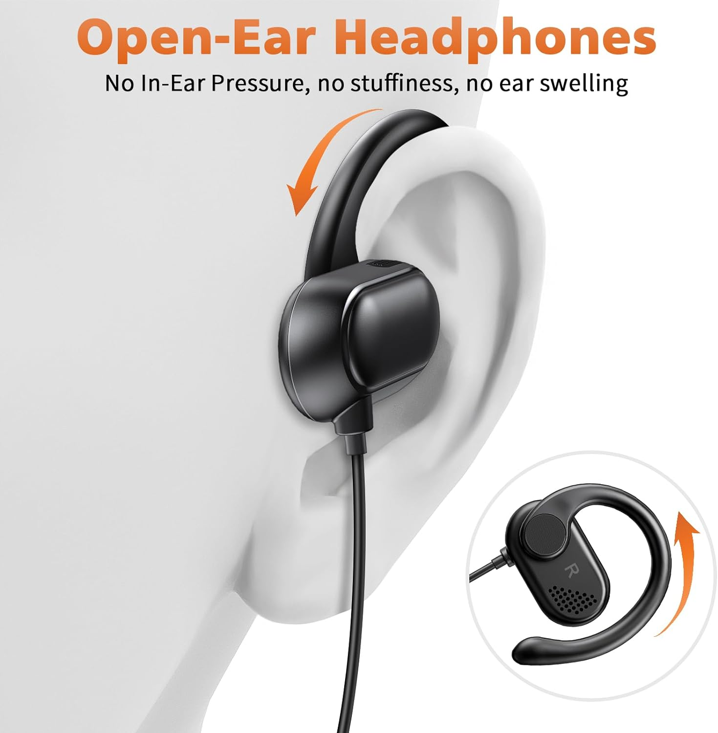 USB C Earbuds over Ear Headphones for Google Pixel 8 Pro 7 6A Iphone 15 plus Samsung S24 Ultra S23+ Open Ear Headset Wired Type USB-C Sport Earphone with Microphone Volume Control Rotatable Earhook image number 1