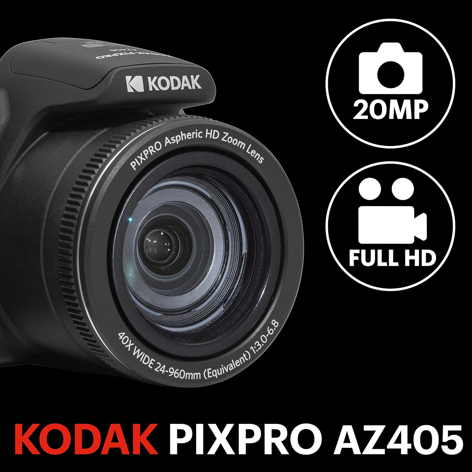 Kodak PIXPRO AZ405 Astro Zoom 20MP Digital Camera, Black - Red image number 3