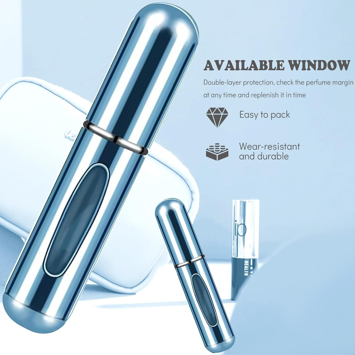 Home Harbor Pack of 4 Perfume Atomisers 5 Ml, Travel Mini Portable Perfume Bottles, Atomiser Pocket Atomiser, Empty Spray Bottle with Window, Spray Bottles for Air Travel image number 1