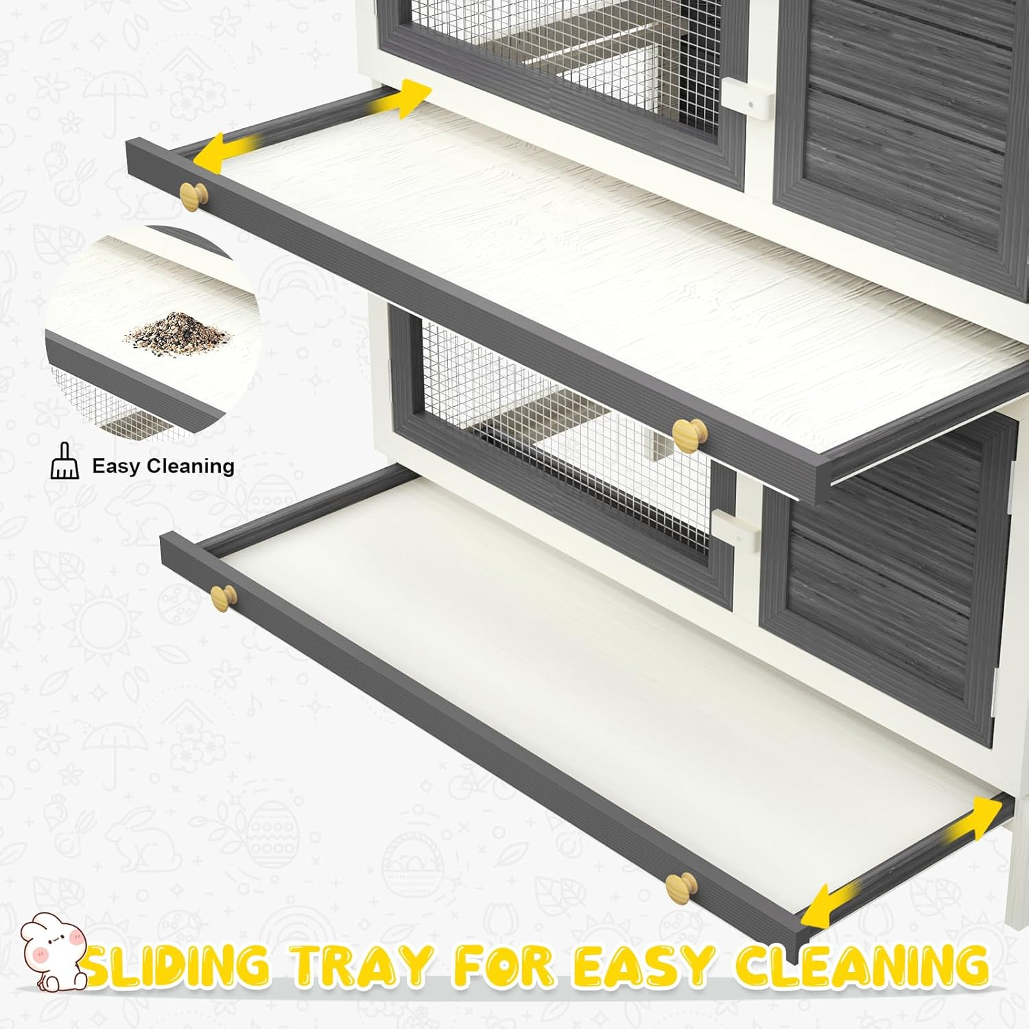 Oppsbuy Rabbit Hutch Chicken Coop Guinea Pig Cage Pet House for Small Animals 90Cm X 45Cm X 90Cm Grey image number 3