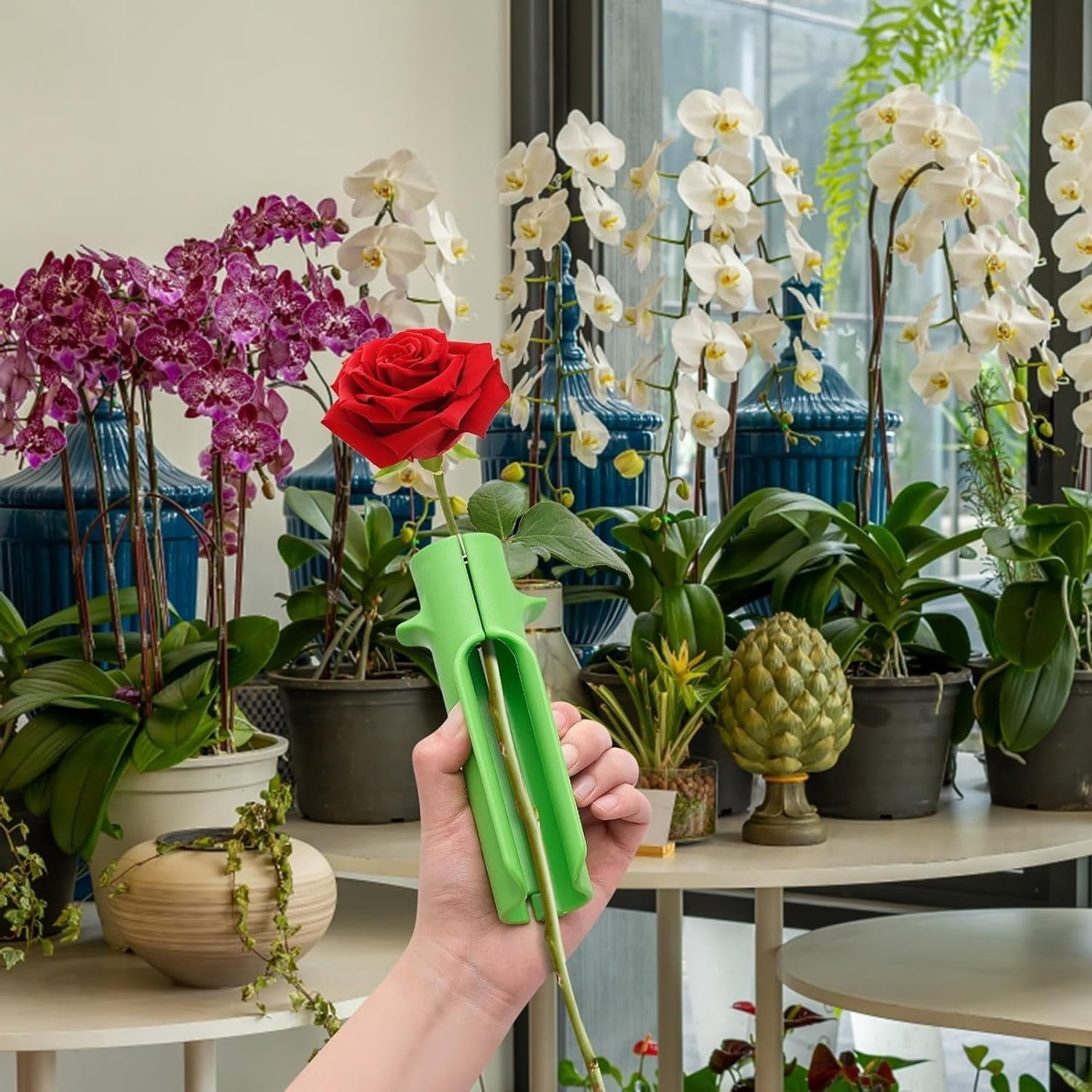 Rose Stem Thorn Stripper Tool, 1Pc Rose Stripper Stem Cleaner,Stripper Thorn Remover Thorn Trimmer Cleaner Tool,Plastic Flower Stem Dethorner for Home and Garden image number 1