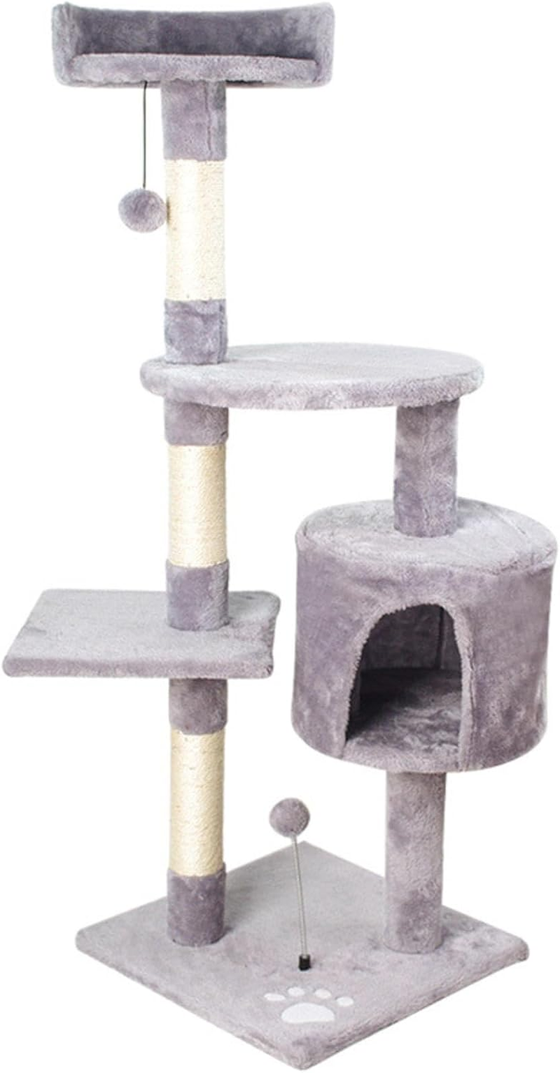 Deluxe Cat Climbing Frame with Integrated Cat Bed, Cat Tree, Scratching Post, and Jumping Platform, Made of Wood