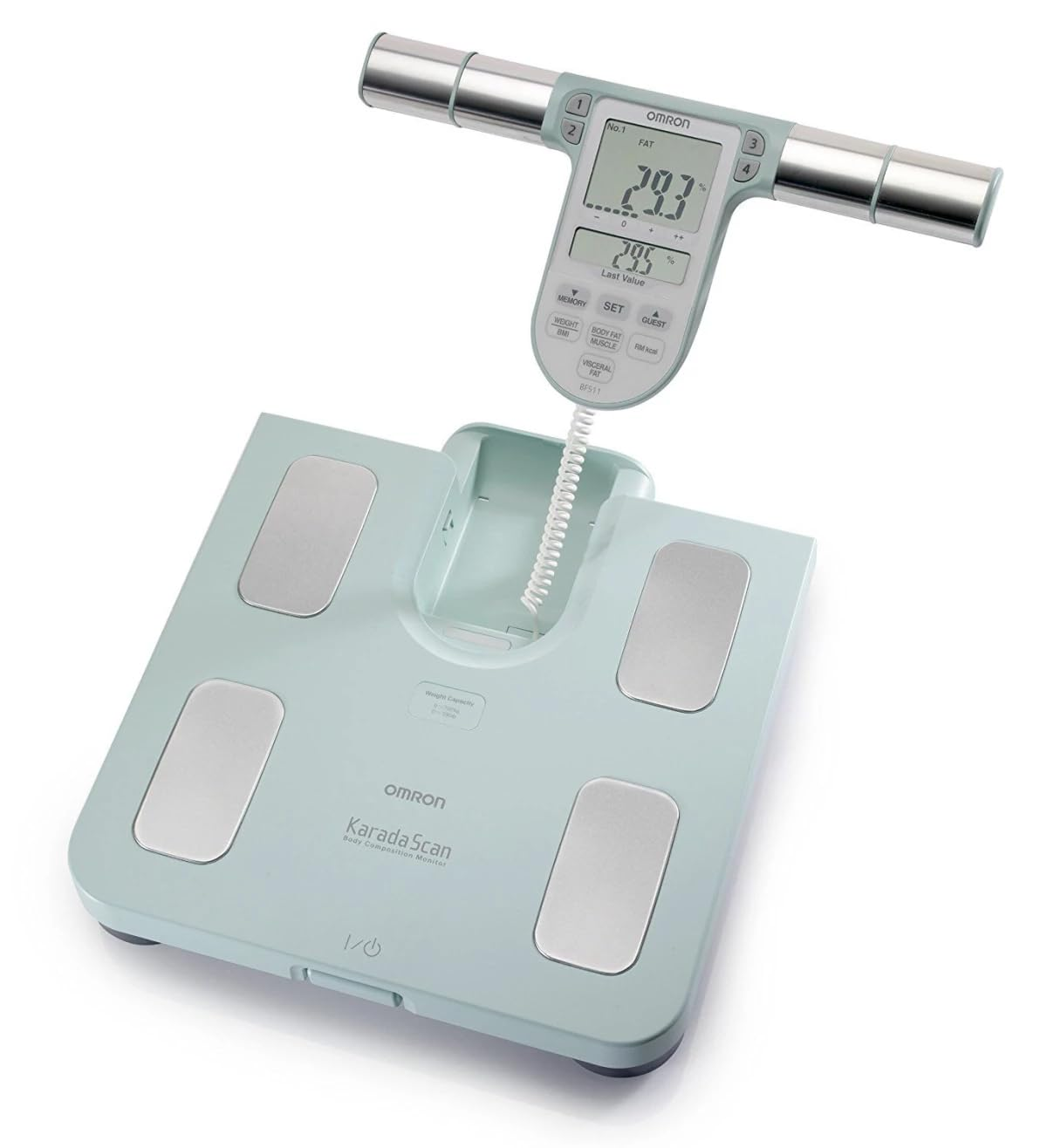 OMRON BF511 Clinically Validated Full Body Composition Monitor with 8 High-Precision Sensors for Hand-To-Foot Measurement - Turquoise