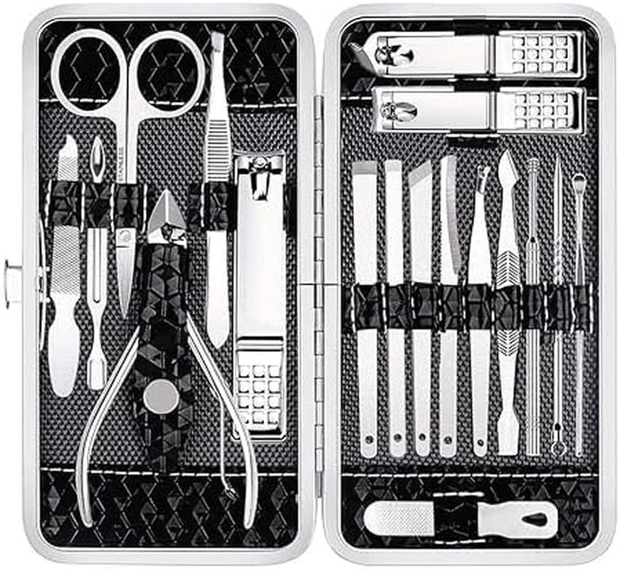 Nail Clippers Set, 18-In-1 Professional Manicure Pedicure Kit, Stainless Steel Fingernail & Toenail Cutter, Nail Care Tools with Travel Case, Grooming Kits for Men & Women image number 5