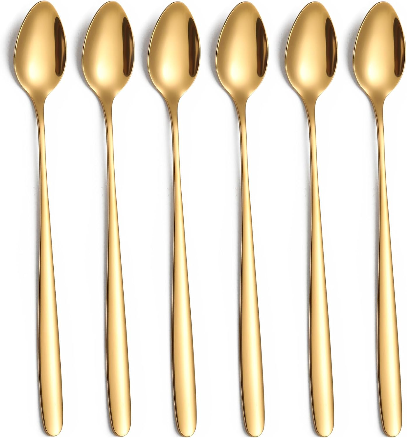 Tiokin Long Handle Teaspoons, 19.8Cm Long Iced Tea Spoons, Stirring Spoon, Coffee Spoon, Ice Cream Spoon, Stainless Steel Teaspoons, Cocktail Mixing Spoon, Set of 4