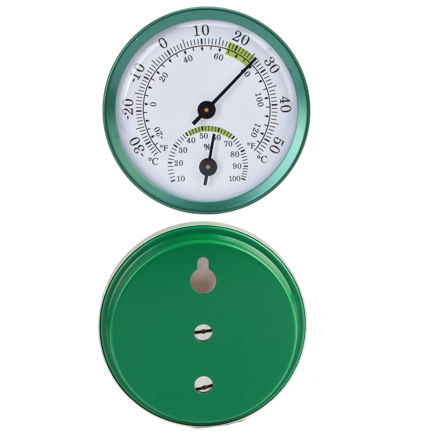 Ejoyous Aluminum Case Thermometer Hygrometer (Green, 2.2X2.2X0.5In), Dual Measurement (Temperature & Humidity), 17G Lightweight Portable, for Greenhouse/Warehouse/Home/Office