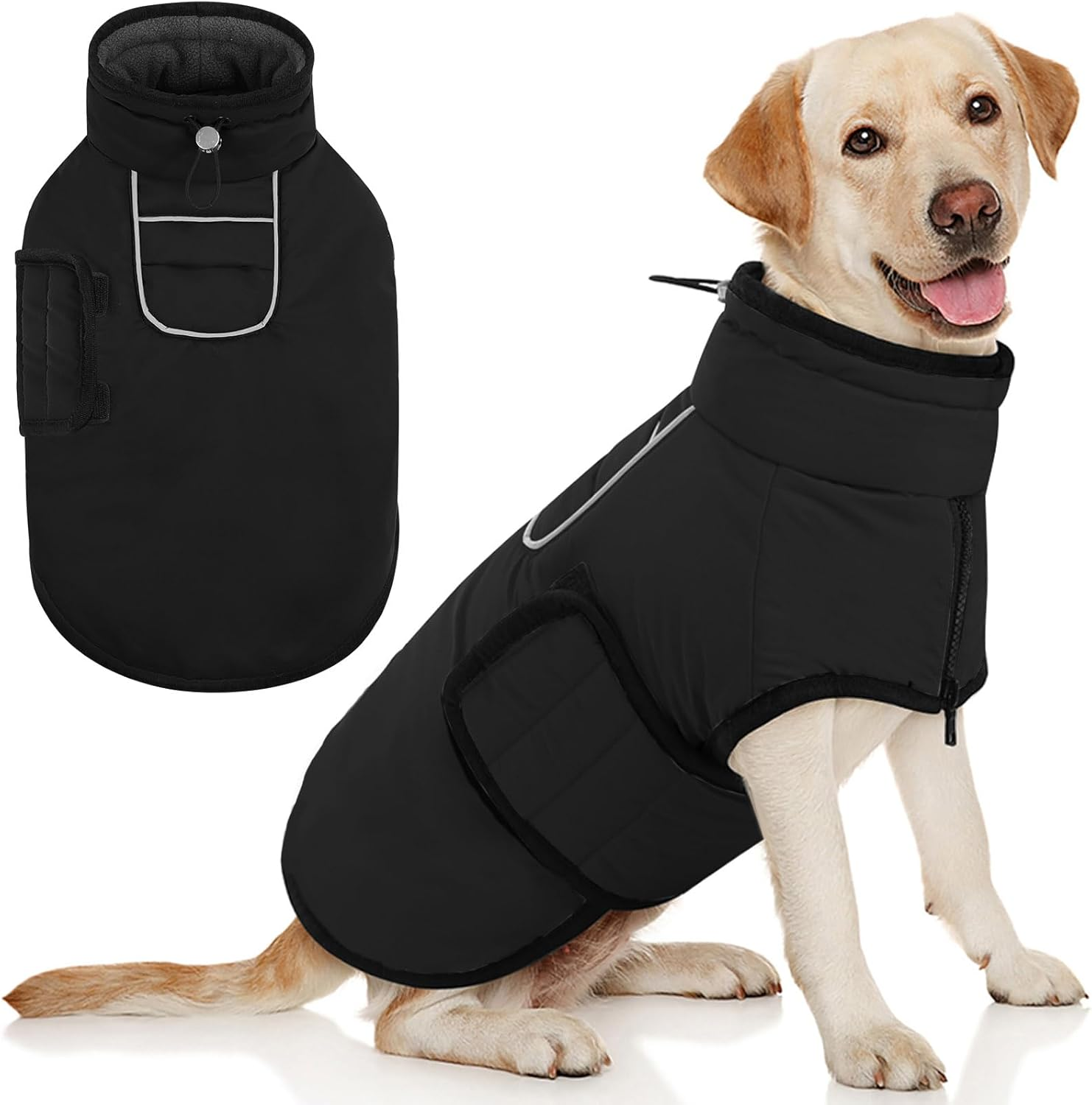 AOFITEE Dog Coat, Warm Dog Winter Jacket for Small Dogs, Reflective Dog Coat with Integrated Harness, Waterproof Fleece Dog Coat with Turtleneck for Yorkshire, West Highland image number 3
